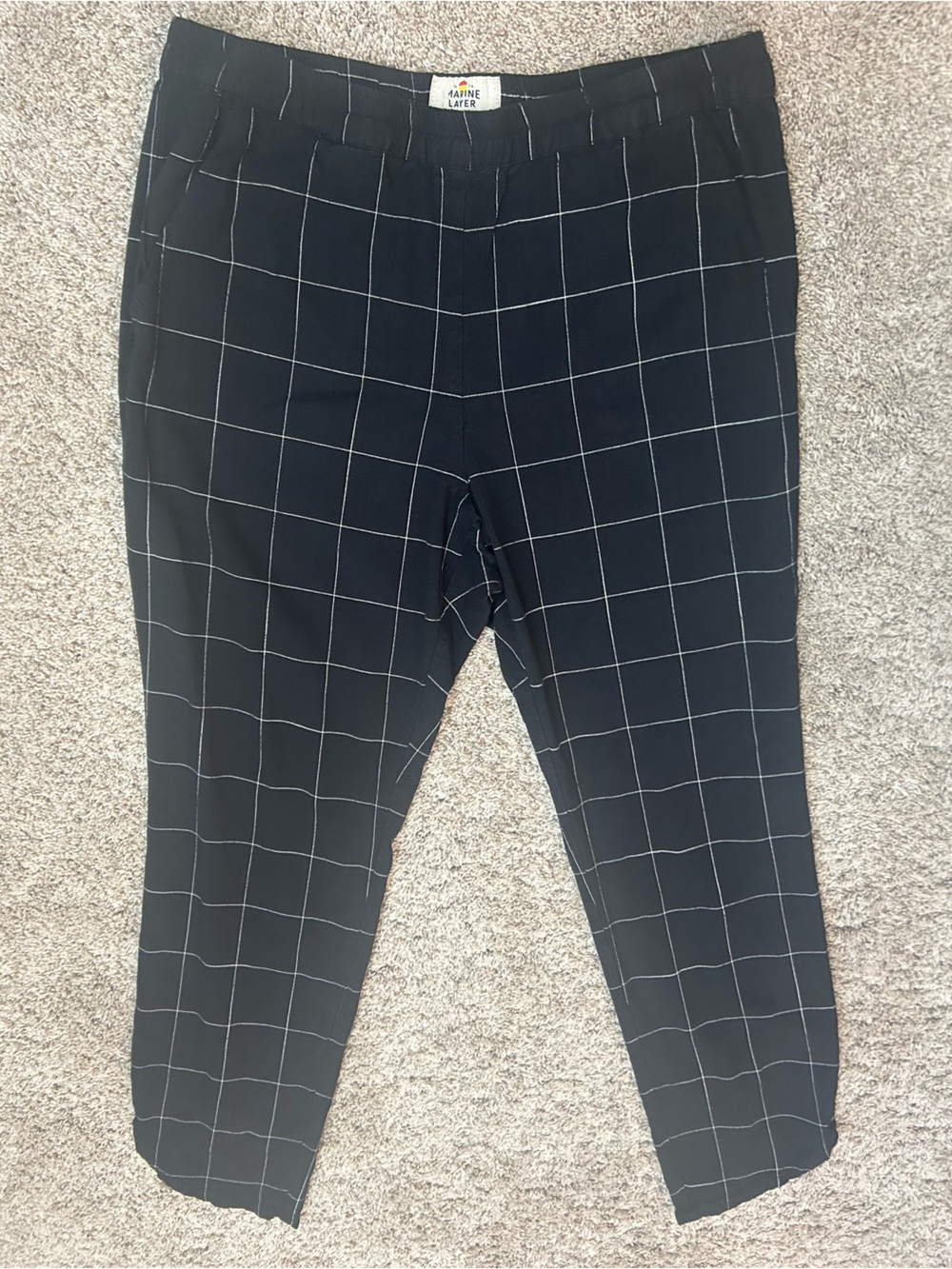 Marine Layer Allison Black Whose Size M Pants Elastic Waist Tapered Jogger